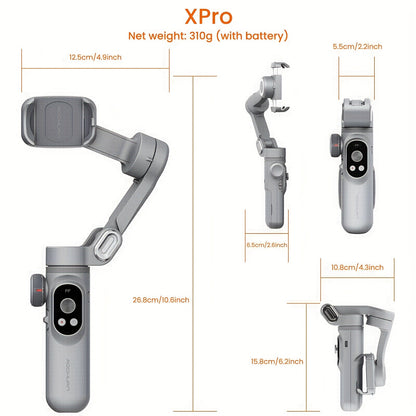 Smart X Pro Combo1 Gimbal Stabilizer - 3-Axis Professional Smartphone Stabilizer with RGB Fill Light, Extension Rod, OLED Display, Wireless Charging for iPhone 15/14/13 Pro Max, Galaxy S22, and More - Perfect for Smooth Video