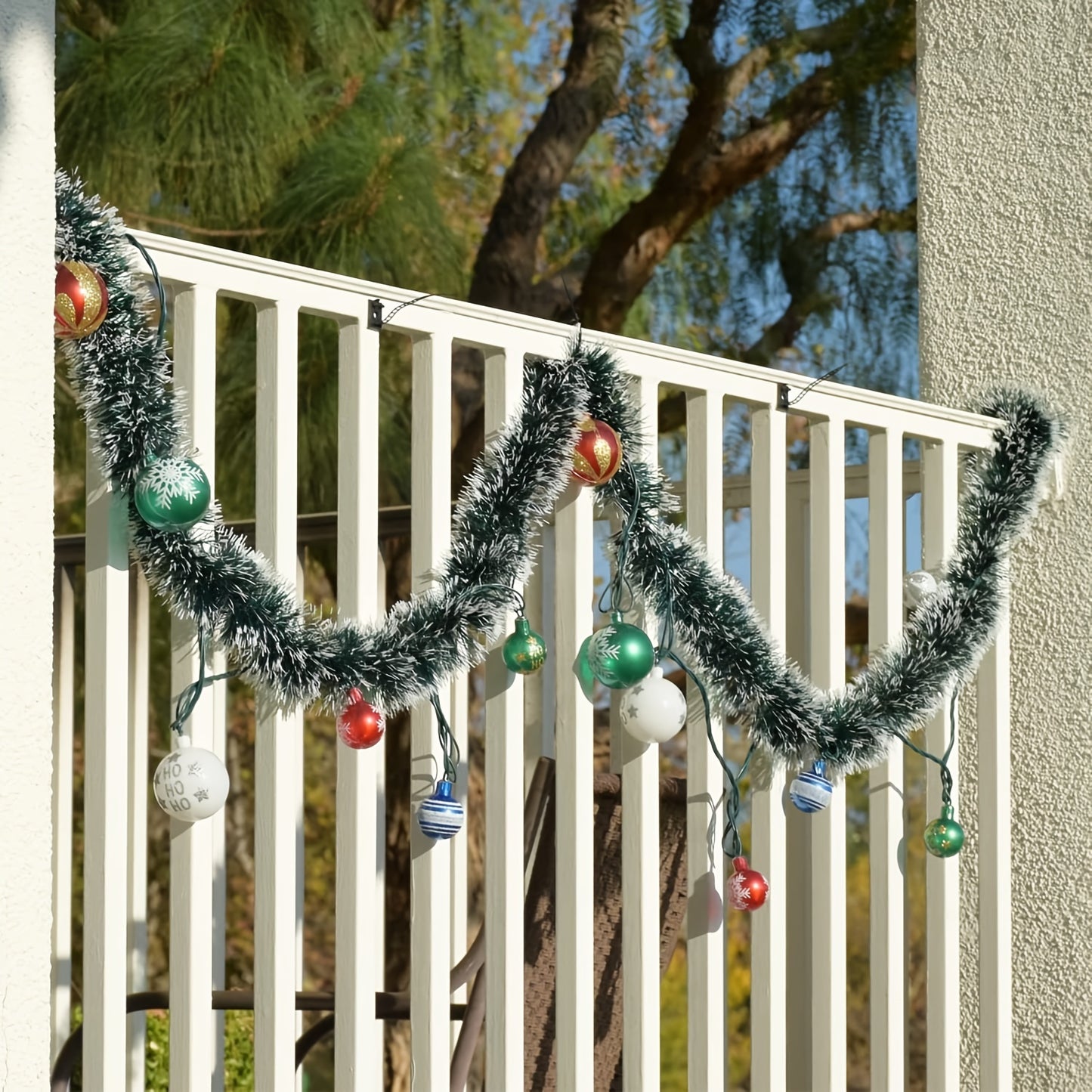 50 Feet Garland For Christmas Decorations, Green Snowy Garland, Artificial Christmas Pine Streamers For Party Hanging Ceiling Decorations