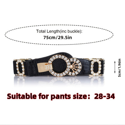 Stretchy Elastic Waist Belt for Women - Sparkling Rhinestone Accents, Alphabets, Rivet, Sequins, and Studded Details - Perfect for Party, Wedding, Bohemian, and Business Occasions