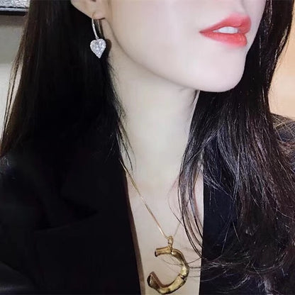 Heart Shape Hook Earrings Inlaid Shiny zirconia Elegant Copper Fine Jewelry Gifts