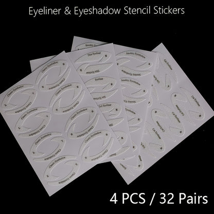 32Pairs Eyeliner Eyeshadow Sticker Stencils Kit For Eyes, Cat Eyeliner Stencil Pads Non-Woven Materials Eye Shadow Eyeliner Stencil For Beginners Makeup Tool