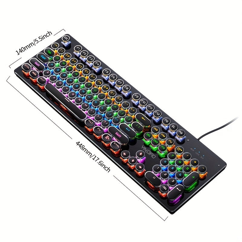 YinDiao Caller Mechanical Keyboard 104 Keys Green Axis Backlit Office E-sports Game Keyboard Wired USB Desktop Computer Notebook Universal