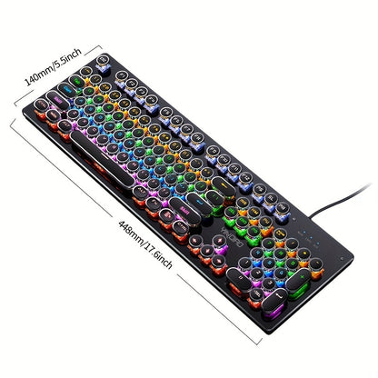 YinDiao Caller Mechanical Keyboard 104 Keys Green Axis Backlit Office E-sports Game Keyboard Wired USB Desktop Computer Notebook Universal