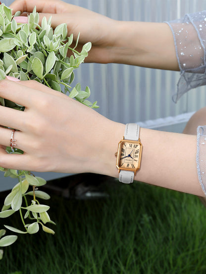 Ladies Square Roman Numeral Luxury Vintage Fashion Quartz Watch Fancy Women Watches Jewelry Sophisticated And Stylish Women Watch