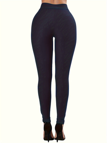 [Cropped High-Waist Leggings with Eyelet] Sexy Cross-Strap High-Waist Leggings with Eyelet Detail, Stretch Polyester Blend, Solid Color Cropped Pants for Women - Perfect for Fall/Spring