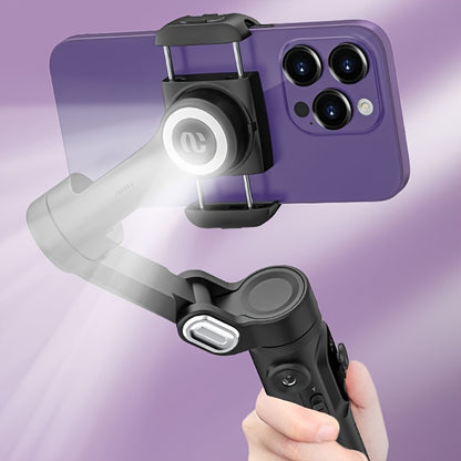 Smart X Pro 3-Axis Foldable Smartphone Gimbal Stabilizer - LED Light, Video Recording, Vlogging Kit for iPhone 15/14/13 Pro Max - Compact, Portable, and Easy to Use