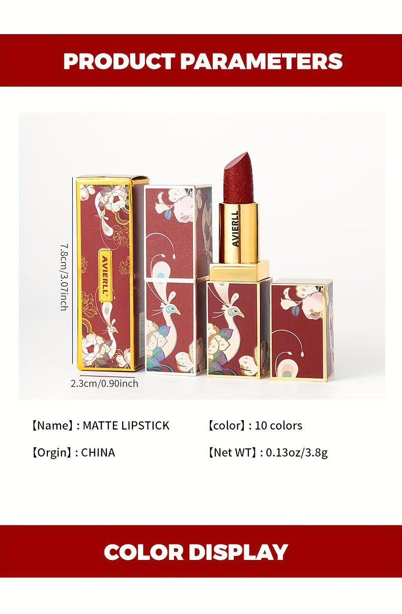Enchanting Luxurious Matte Velvet Lip Collection - Hydrating, Long-Lasting, Seamless Finish - A Fashionable Chinese Traditional Printed Gift for Women, Perfect for Valentines Day & Lunar New Year Celebrations