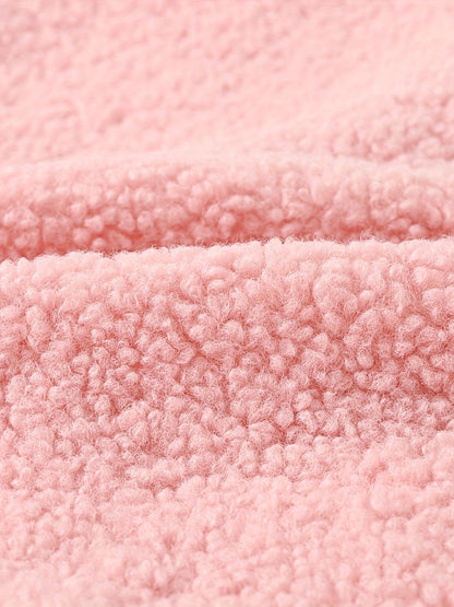 Girls' Cozy Fleece Jacket - Two-Tone Color Block with Plush Lining, Long Sleeves & Button Front, Casual Korean Style Winter Outerwear for Youngsters, Youngsters'S Winter Jacket | Buttonup Front Jacket | Plush Lining Jacket