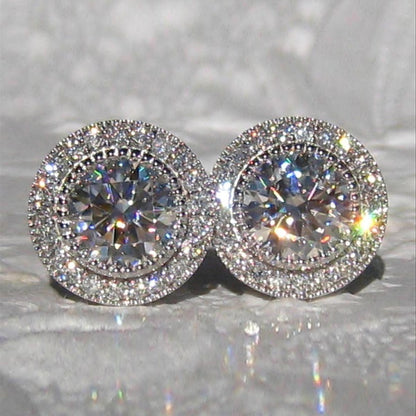Luxurious Genuine Brilliance Micro Paved White Cubic Zirconia Stud Earrings for Women - Sparkling Engagement Statement Jewelry, Nickel-Free Copper Backing, Ideal for Weddings and Formal Events, Wedding Earrings | Sparkling Ea
