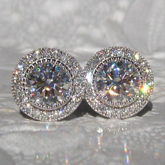 Luxurious Genuine Brilliance Micro Paved White Cubic Zirconia Stud Earrings for Women - Sparkling Engagement Statement Jewelry, Nickel-Free Copper Backing, Ideal for Weddings and Formal Events, Wedding Earrings | Sparkling Ea