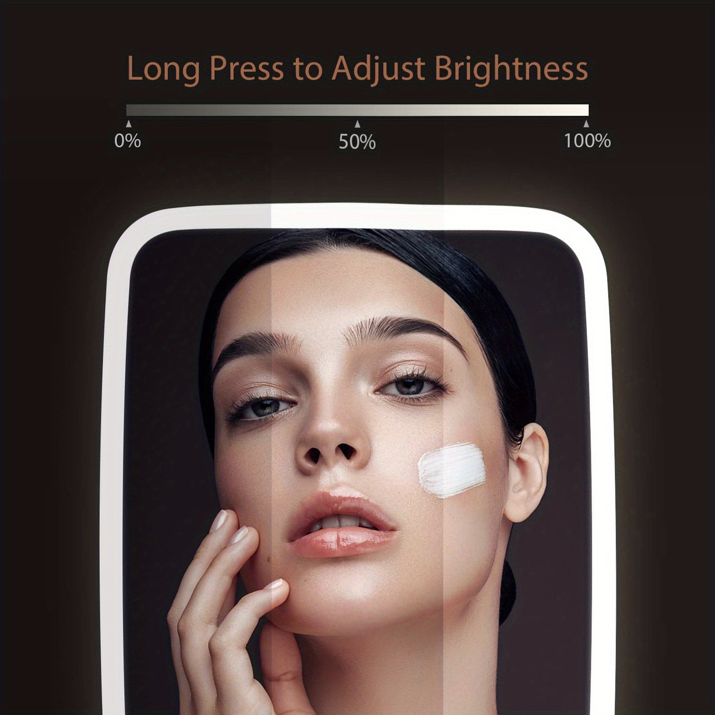 LED Desktop Makeup Mirror Adjustable Brightness USB Charging