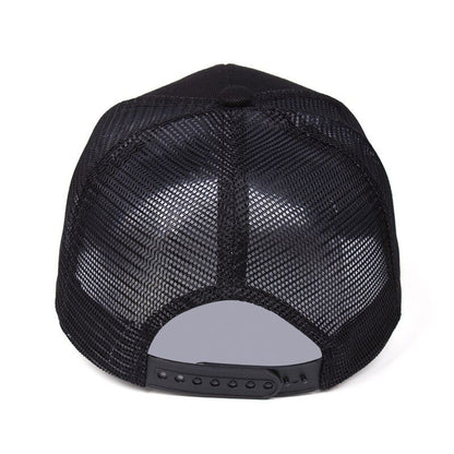 [Breathable Mesh Trucker Hat Outdoor] Trendy Embroidered Trucker Hat, Breathable Mesh Baseball Cap for Outdoor & Skateboarding, Business Business Style