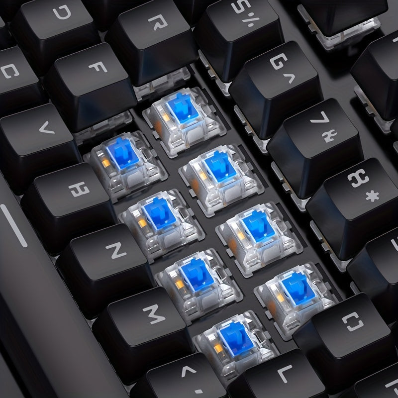 YinDiao Caller Mechanical Keyboard 104 Keys Green Axis Backlit Office E-sports Game Keyboard Wired USB Desktop Computer Notebook Universal