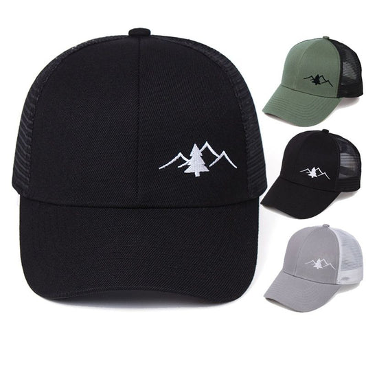 [Breathable Mesh Trucker Hat Outdoor] Trendy Embroidered Trucker Hat, Breathable Mesh Baseball Cap for Outdoor & Skateboarding, Business Business Style
