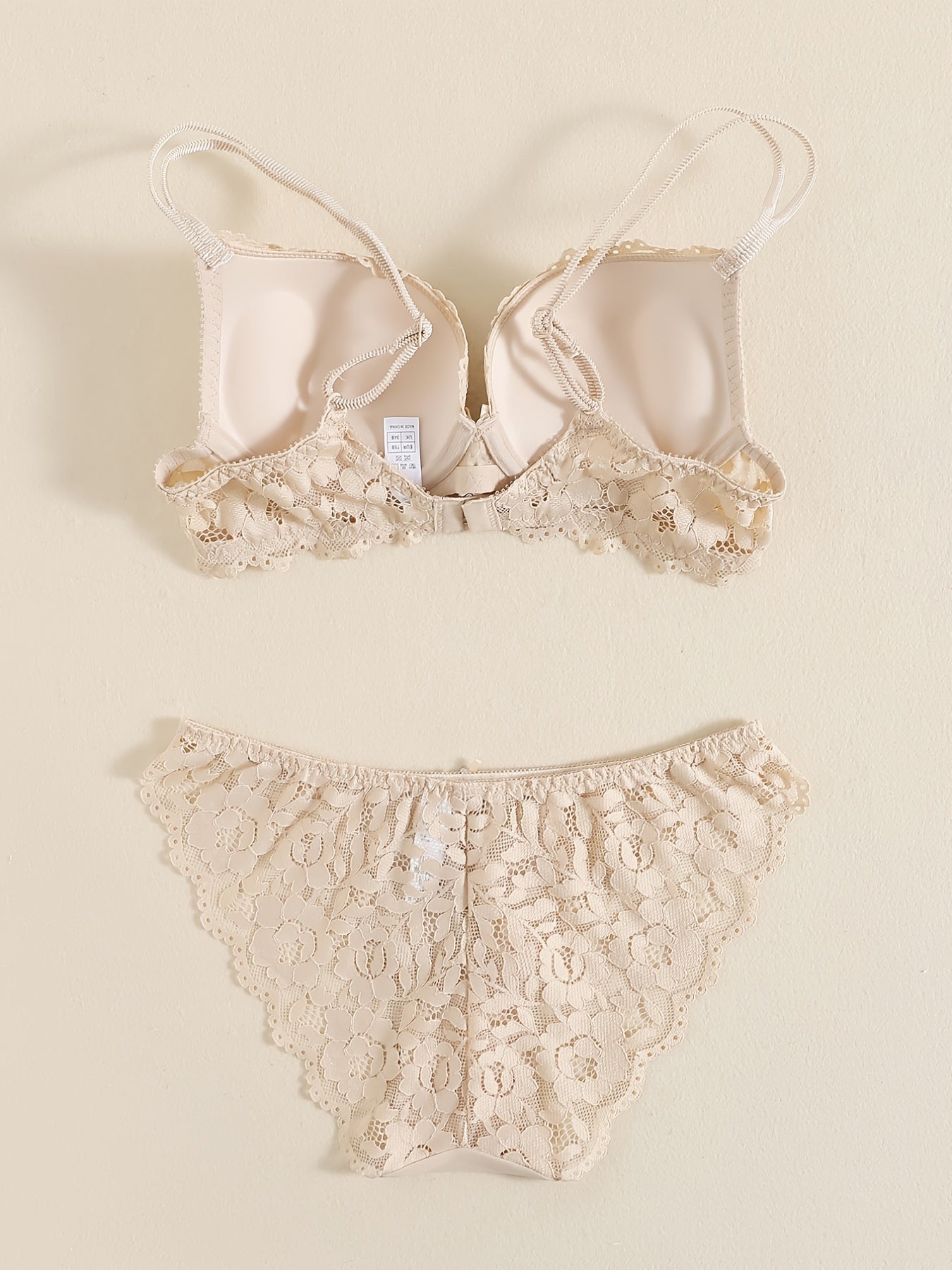 Romantic Lace Embroidery Lingerie Set - Soft & Breathable Push-Up Bra with Sheer Panty - Perfect Seductive Valentines Gift for Her - Womens Comfortable Intimate Wear