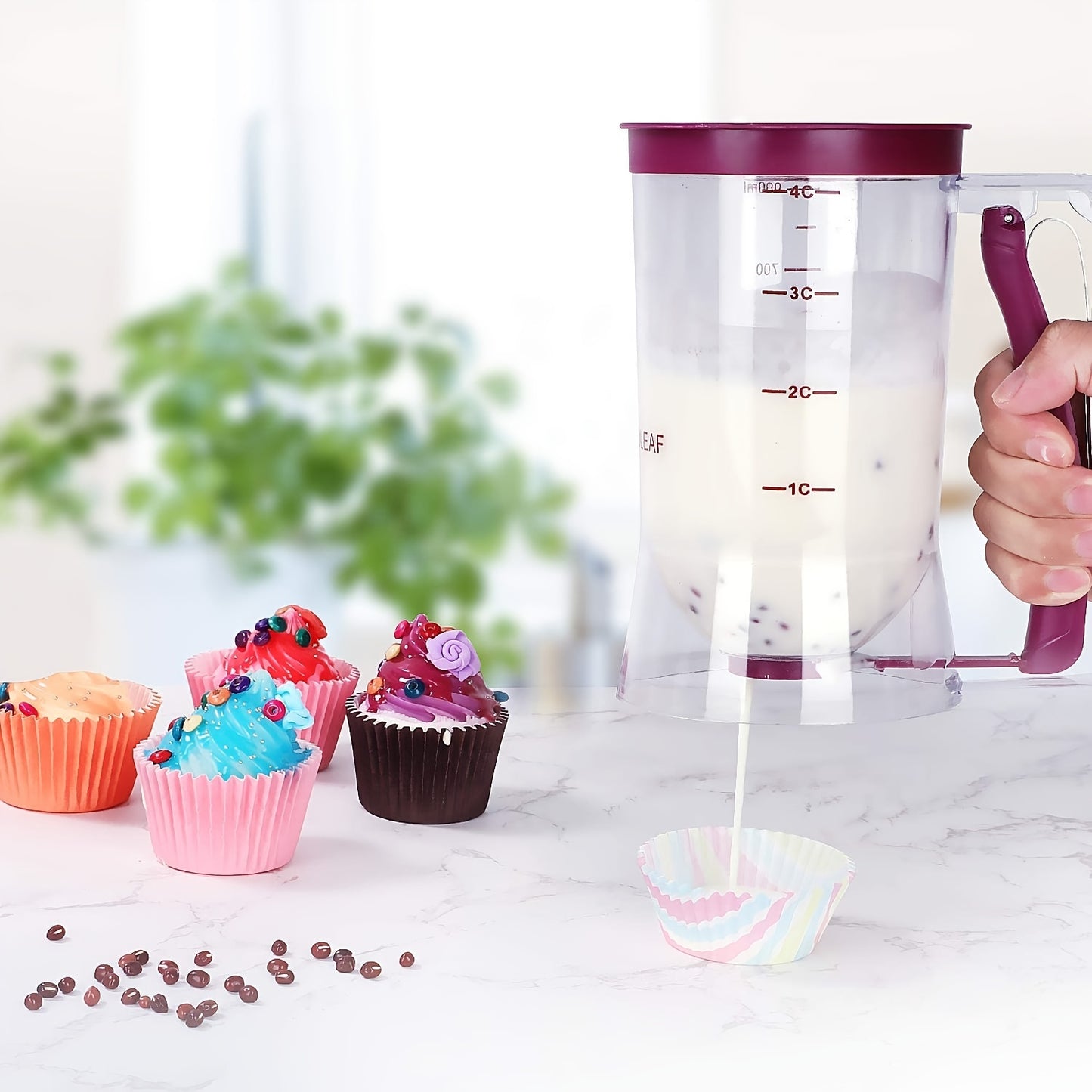 [1pc Batter Dispenser] 1pc Collapsible Batter Dispenser | Pancake Cupcake Batter Separator for Cupcakes, Waffles, Muffin Mix, and Baked Goods