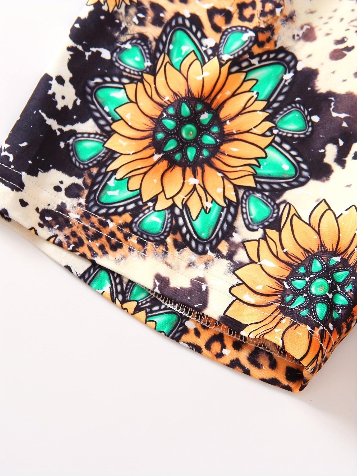 Girls 2pcs T-shirt & Elastic Waist Shorts PERFECTLY IMPERFECT Sunflower Print Crew Neck Short Sleeve Tee Top Casual Kids Clothes Summer
