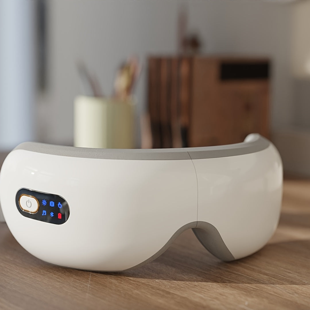 Relaxing Eye Massager - Professional Massage Equipment for Migraines and Eye Care with Heat, Music, and 5 Modes - Rechargeable Heated Eye Mask, Perfect Christmas Gift Idea for Family and Friends