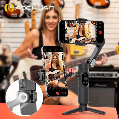 Smart X Pro 3-Axis Foldable Smartphone Gimbal Stabilizer - LED Light, Video Recording, Vlogging Kit for iPhone 15/14/13 Pro Max - Compact, Portable, and Easy to Use