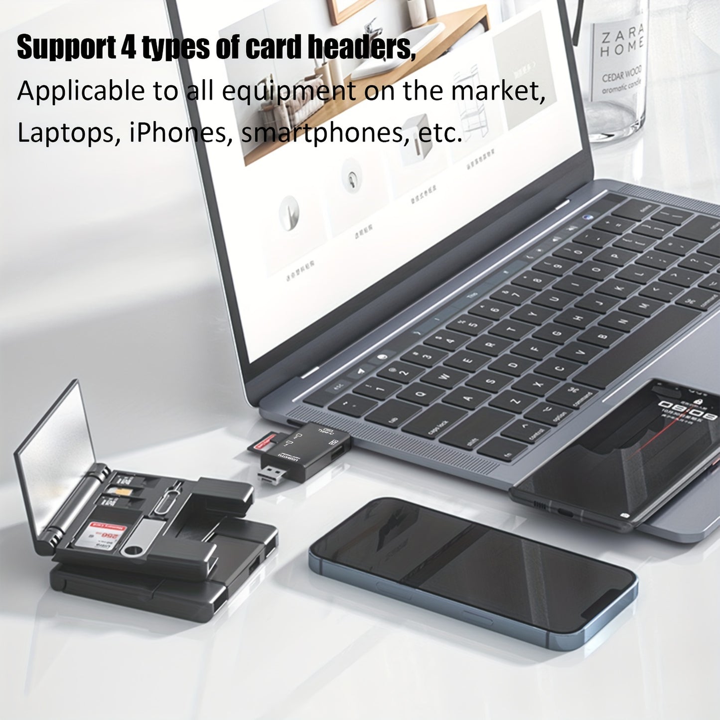 7-in-1 Multifunctional OTG Card Reader - High-Speed Micro SD Card Adapter with Storage Box for Digital Camera, Smartphone, Tablet - External U Disk, SD, TF Card Converter with OTG Function
