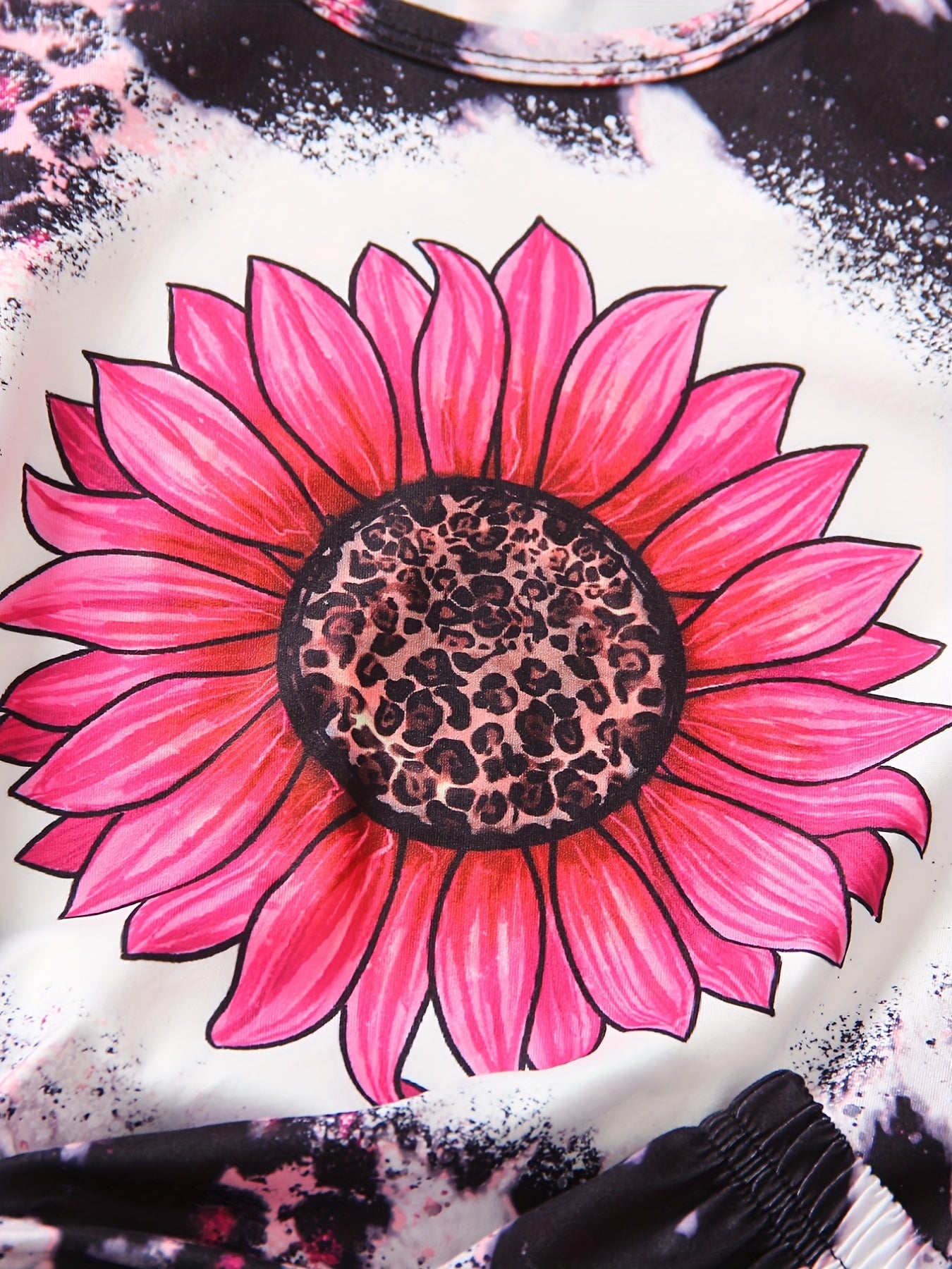 Girls 2pcs T-shirt & Elastic Waist Shorts PERFECTLY IMPERFECT Sunflower Print Crew Neck Short Sleeve Tee Top Casual Kids Clothes Summer