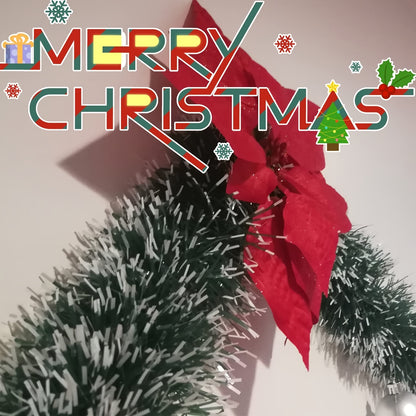 50 Feet Garland For Christmas Decorations, Green Snowy Garland, Artificial Christmas Pine Streamers For Party Hanging Ceiling Decorations