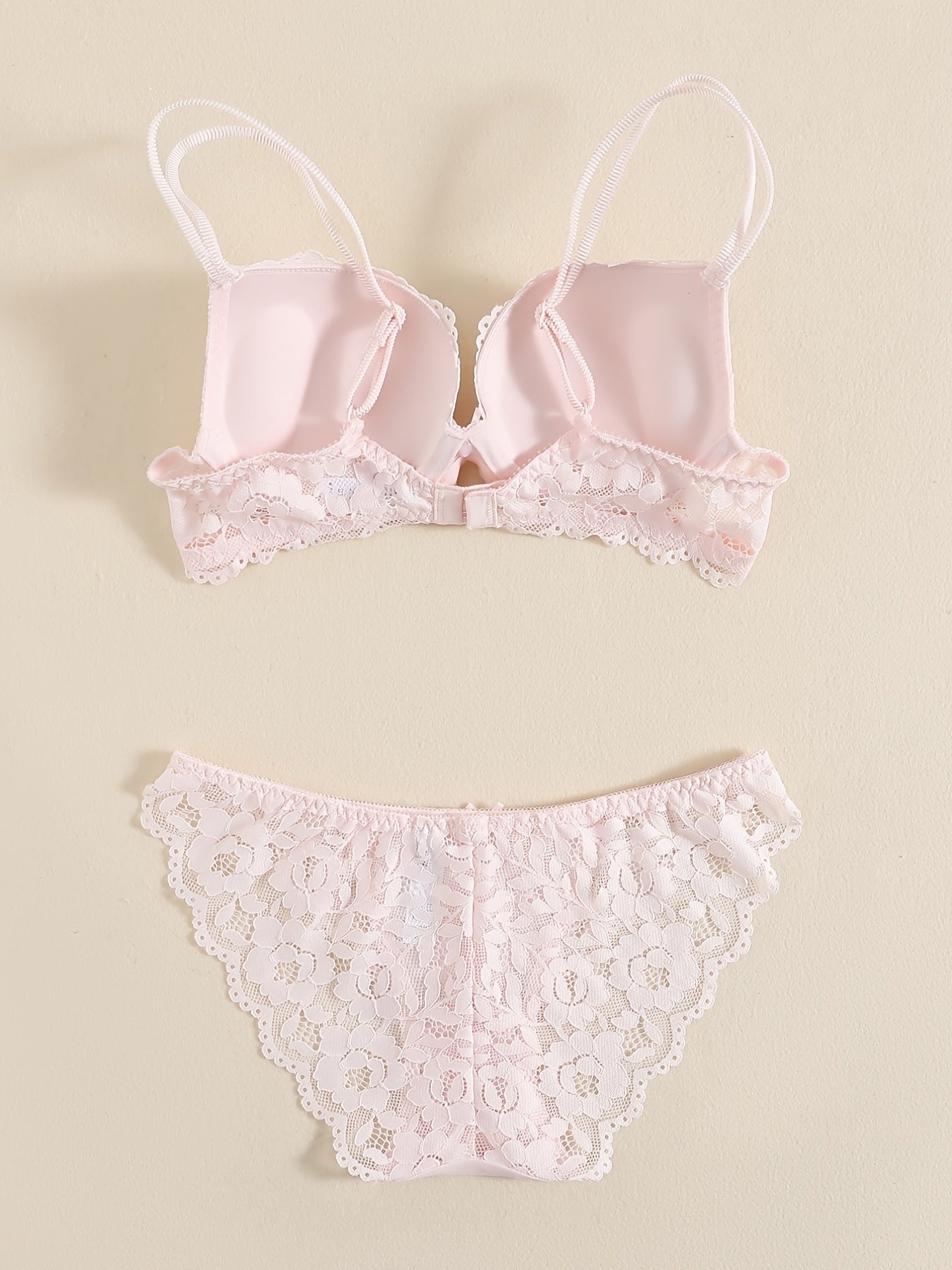 Romantic Lace Embroidery Lingerie Set - Soft & Breathable Push-Up Bra with Sheer Panty - Perfect Seductive Valentines Gift for Her - Womens Comfortable Intimate Wear