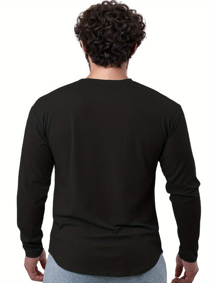 Men'S Quick-Dry Stretch Athletic Long Sleeve T-Shirt - Slim Fit Basketball Training Top with Letter Print, Breathable High-Elasticity Fabric for Spring & Fall Sports, Workout Shirts