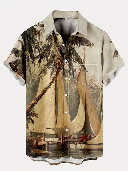 Men's Coconut Tree Print Hawaiian Shirt