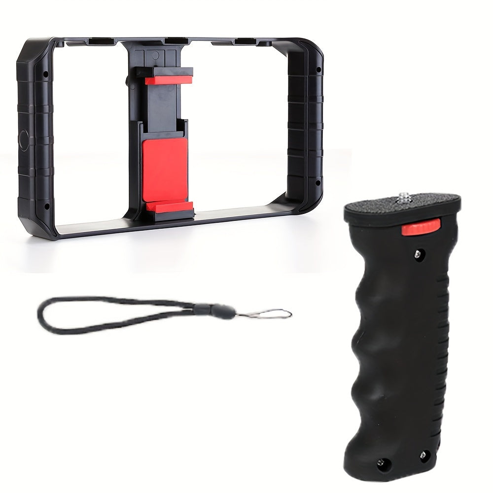 Taisioner Smartphone Video Rig Hand Girp Stabilizer Filmmaking Vlogging Case Phone Video Stabilizer  for Videomaker Film-Maker Video-grapher with Cold Shoe Mount for iPhone Samsung and More