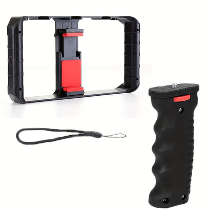 Taisioner Smartphone Video Rig Hand Girp Stabilizer Filmmaking Vlogging Case Phone Video Stabilizer  for Videomaker Film-Maker Video-grapher with Cold Shoe Mount for iPhone Samsung and More