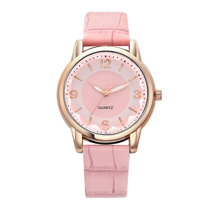 Elegant Women's Quartz Watch - Genuine Leather Strap, Water-Resistant, Versatile for All Occasions
