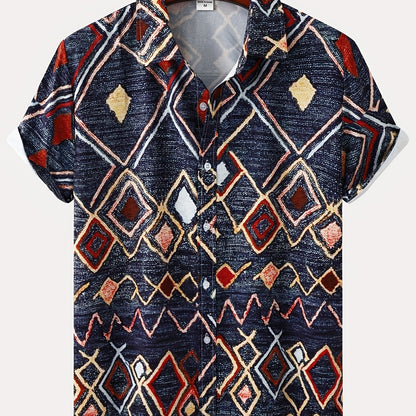 Mens Palm Tree & Lobster Paradise Short Sleeve Hawaiian Shirt - Lightweight, Comfortable, Perfect for Summer Beach Vacations