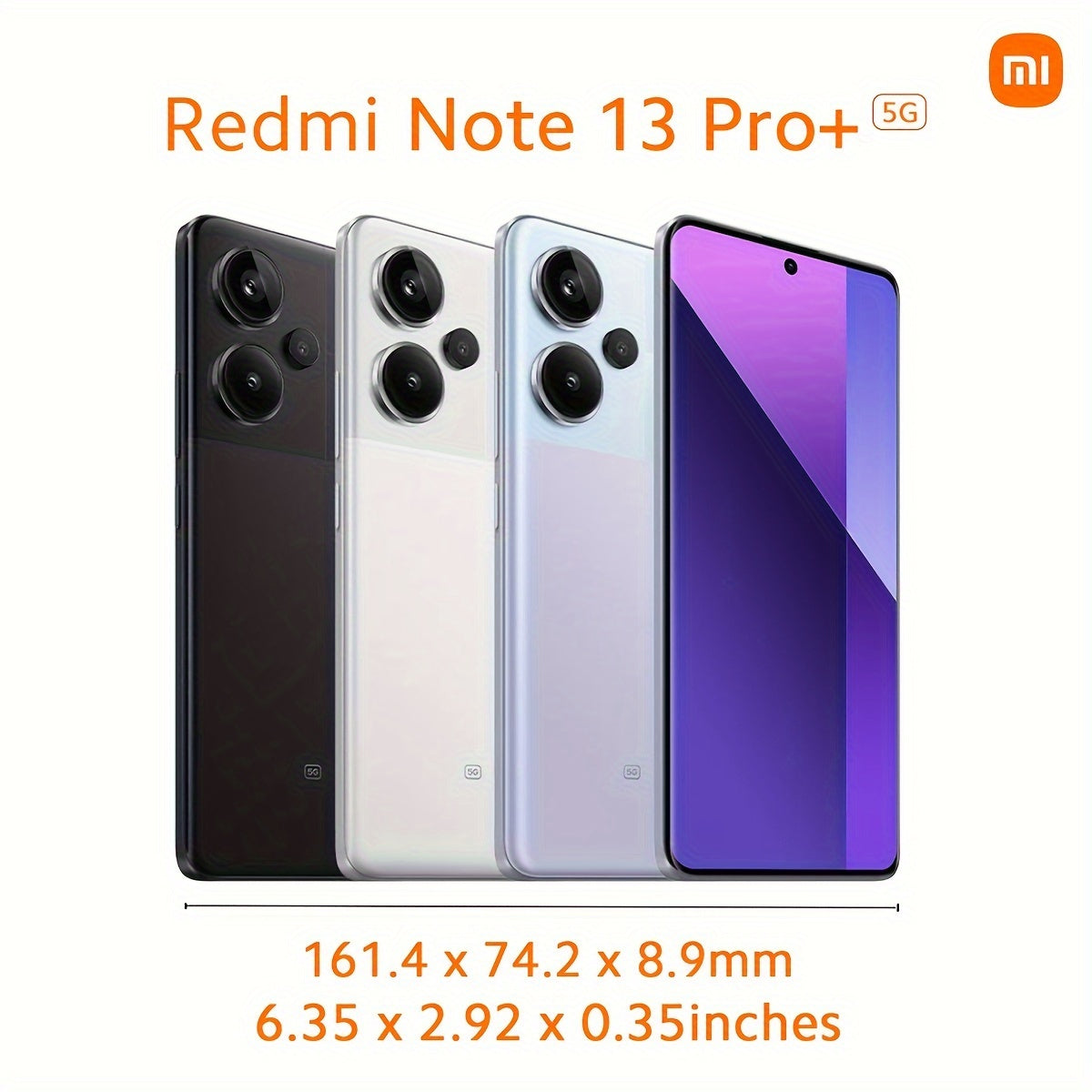 Xiaomi Redmi Note 13 Pro Plus 5G 12G+512G 6.67'' Screen, Unlocked Smartphone, 5000 MAh Battery, 256GB ROM Memory, 8GB RAM, Android 13, MediaTek Dimensity 7200, 4nm Engraved, 8-Cores Up To 2.8GHz
