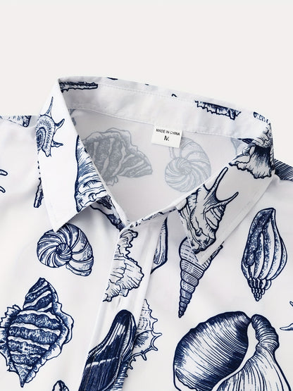 Mens Palm Tree & Lobster Paradise Short Sleeve Hawaiian Shirt - Lightweight, Comfortable, Perfect for Summer Beach Vacations