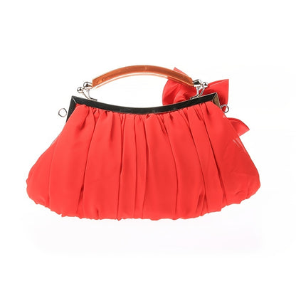 Floral Decor Clutch Bag, Elegant Ruched Detail Handbag, Women's Trendy Chain Shoulder Bag For Party