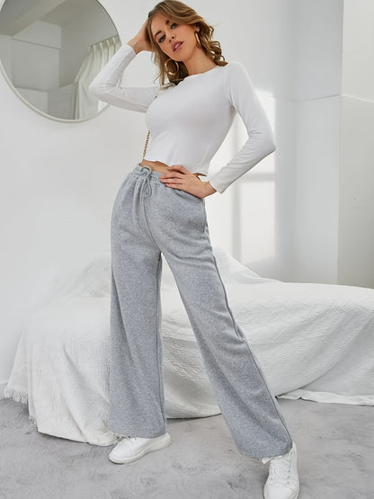 Women'S Cozy Gray Sweatpants with Elastic Waistband & Drawstring - Loose Fit, Long Length, Pockets, Casual Lounge Pants for Fall/Winter, Comfortable Clothing | Relaxed Fit Pants | Elastic Waistband Pants