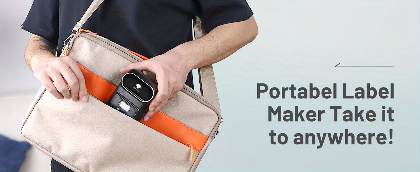 [Wireless | Portable] Phomemo Portable Wireless Thermal Label Printer M110 | Compact Wireless Barcode & Sticker Maker for Office, Retail, Jewelry Labels | Compatible with iOS & Android, Includes 1 Roll of 40×30mm Labels, Rec