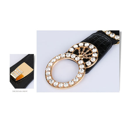 Stretchy Elastic Waist Belt for Women - Sparkling Rhinestone Accents, Alphabets, Rivet, Sequins, and Studded Details - Perfect for Party, Wedding, Bohemian, and Business Occasions