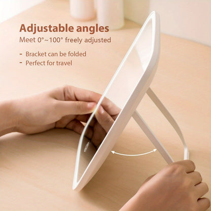 LED Desktop Makeup Mirror Adjustable Brightness USB Charging