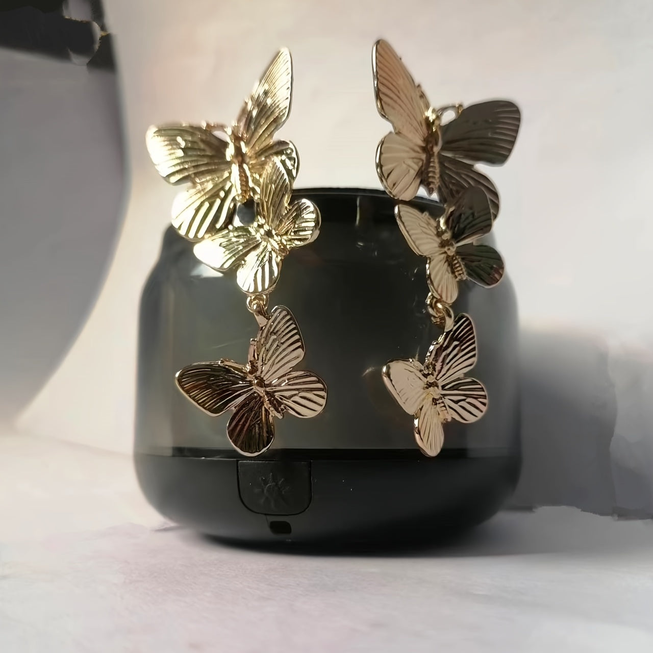 Large  Golden Plated Dangling Butterfly Earrings - Unique Animal Design, Fashionable Ladies Jewelry Accessories - Exquisite Personalized Statement Piece for Women