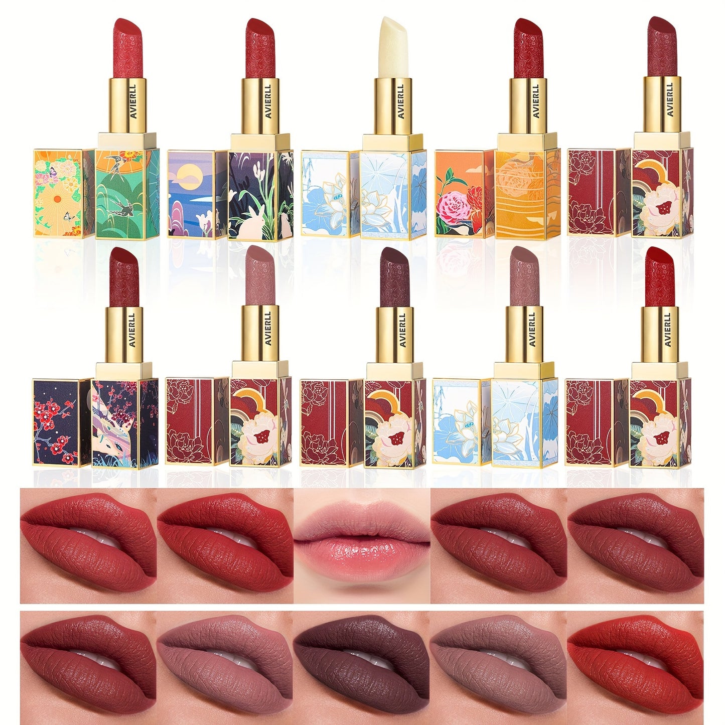 Enchanting Luxurious Matte Velvet Lip Collection - Hydrating, Long-Lasting, Seamless Finish - A Fashionable Chinese Traditional Printed Gift for Women, Perfect for Valentines Day & Lunar New Year Celebrations
