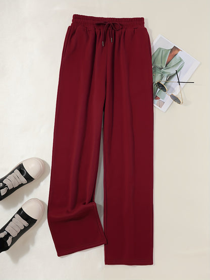 Women'S Cozy Gray Sweatpants with Elastic Waistband & Drawstring - Loose Fit, Long Length, Pockets, Casual Lounge Pants for Fall/Winter, Comfortable Clothing | Relaxed Fit Pants | Elastic Waistband Pants