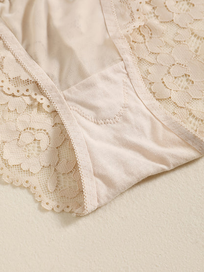 Romantic Lace Embroidery Lingerie Set - Soft & Breathable Push-Up Bra with Sheer Panty - Perfect Seductive Valentines Gift for Her - Womens Comfortable Intimate Wear