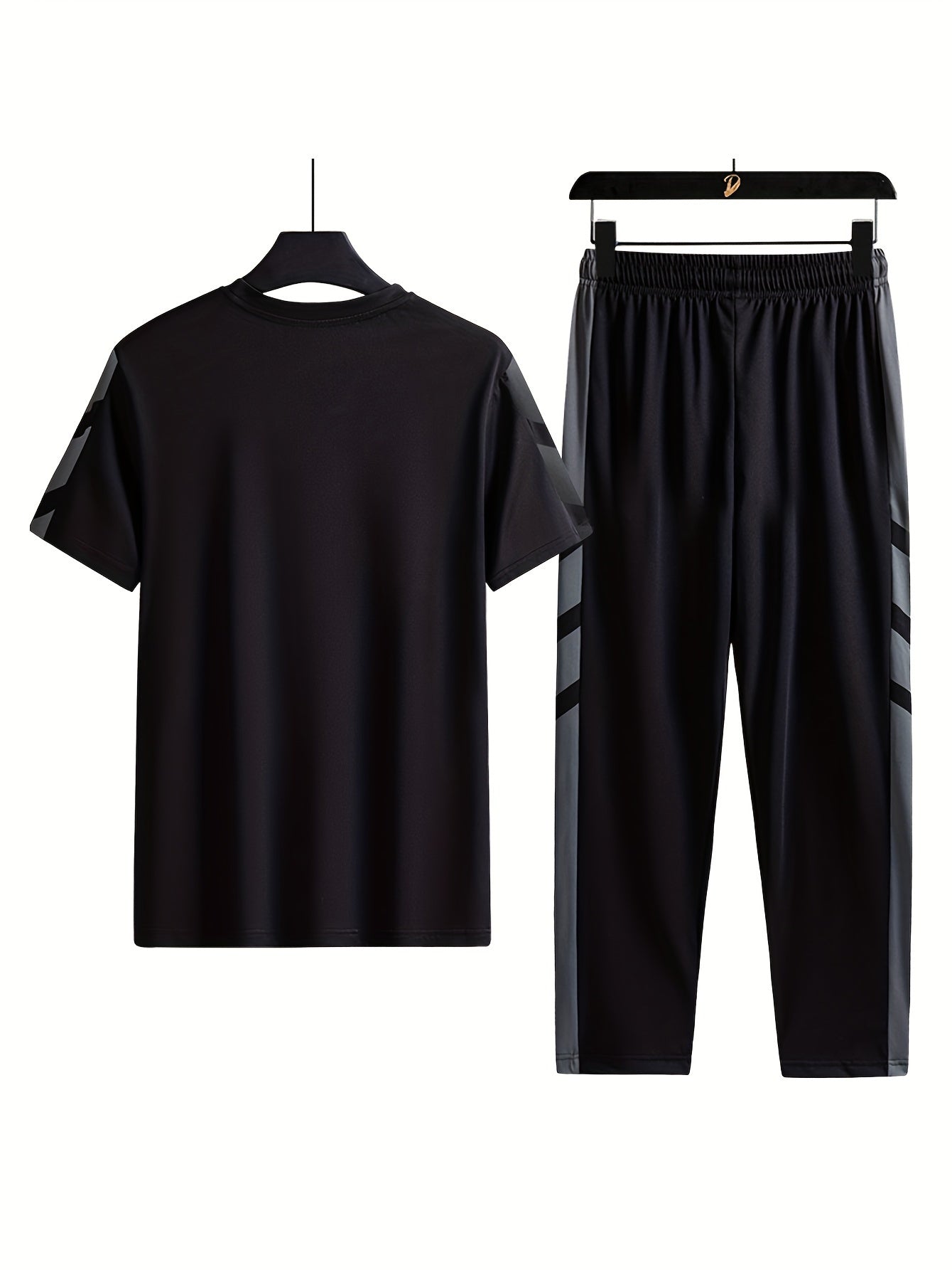 Classic Men's 2 Pieces Outfits, Short Sleeve T-Shirt And Drawstring Trousers Set