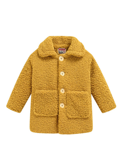 Girls' Cozy Fleece Jacket - Two-Tone Color Block with Plush Lining, Long Sleeves & Button Front, Casual Korean Style Winter Outerwear for Youngsters, Youngsters'S Winter Jacket | Buttonup Front Jacket | Plush Lining Jacket