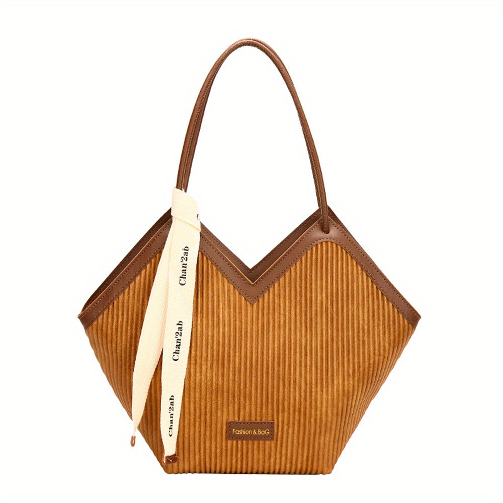 Large-Capacity Faux Leather Tote Bag - Stylish Zipper Closure, Fixed Shoulder Straps, Simple and Spacious Design for Work, Daily Use, and Travel - Durable, Easy-to-Clean, and Trendy Accessory