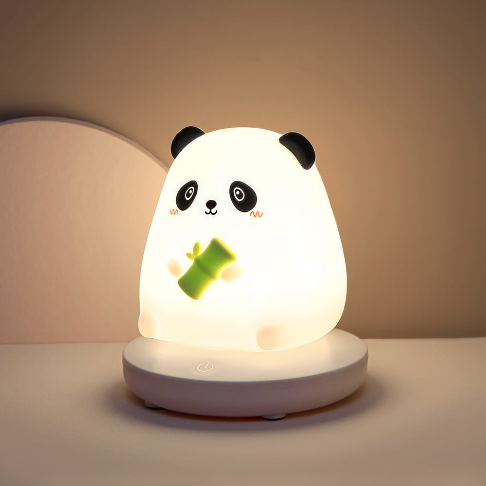 1piece Cute Piggy Tiger Rabbit Panda Shape Usb Silicone Children Sleep Night Light Rechargeable Bedroom Bedside Atmosphere Light Gift for Student Boys and Girls