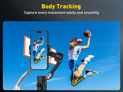 Smart X Pro 3-Axis Foldable Smartphone Gimbal Stabilizer - LED Light, Video Recording, Vlogging Kit for iPhone 15/14/13 Pro Max - Compact, Portable, and Easy to Use