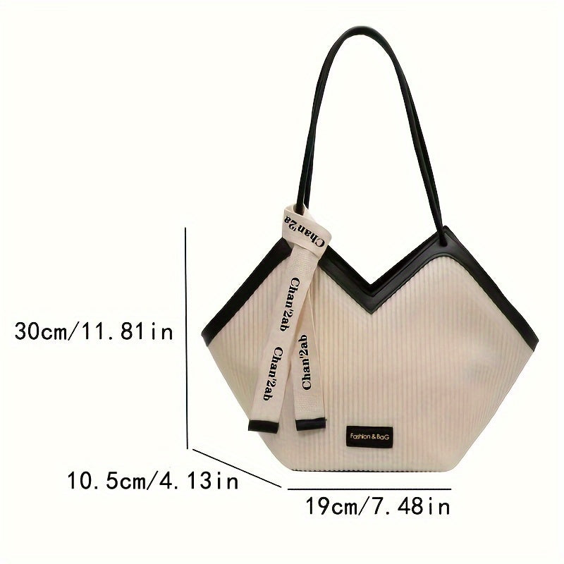 Large-Capacity Faux Leather Tote Bag - Stylish Zipper Closure, Fixed Shoulder Straps, Simple and Spacious Design for Work, Daily Use, and Travel - Durable, Easy-to-Clean, and Trendy Accessory